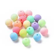 Rubberized Style Acrylic Beads, Round, Mixed Color, 12x11mm, Hole: 2mm, 515pcs/500g(SACR-P018-06A-M)