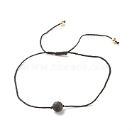 Natural Lava Rock Round Bead Cord Bracelet, Essential Oil Gemstone Adjustable Bracelet for Women, Inner Diameter: 2~3-1/4 inch(0.5~8.1cm)(BJEW-JB08016)