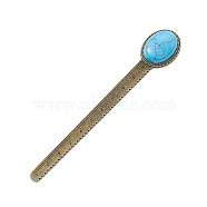 Tibetan Style Alloy Bookmark Rulers, Oval Synthetic Turquoise Bookmarks, Antique Bronze, 134x22.5x8mm(AJEW-JK00262-02)