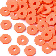 Handmade Polymer Clay Beads, Disc/Flat Round, Heishi Beads, Orange Red, 8x0.5~1mm, Hole: 2mm, about 13000pcs/1000g(CLAY-R067-8.0mm-B12)