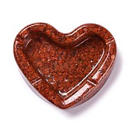 Resin with Natural Red Jasper Chip Stones Ashtray, Home OFFice Tabletop Decoration, Heart, 103x121x27mm, Inner Diameter: 96x60mm(DJEW-F015-03B)