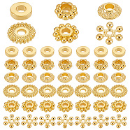 Elite 300Pcs 6 Styles Alloy Spacer Beads, Disc & Donut & Bicone, Mixed Shapes, Golden, 6~7mm, Hole: 1~2.5mm, 50pcs/style(FIND-PH0018-15)