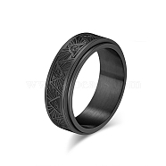 Eye Pattern Titanium Steel Rotating Finger Ring, Fidget Spinner Ring for Calming Worry Meditation, Black, US Size 12(21.4mm)(PW-WG69410-18)