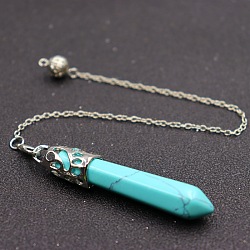 Synthetic Green Turquoise Dowsing Pendulums, with Alloy Findings, Cone, 510~800mm(PW-WG19123-11)