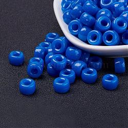 Opaque Acrylic European Beads, Barrel, Blue, 9x6mm, Hole: 4mm, about 1900pcs/500g(PL338-10)