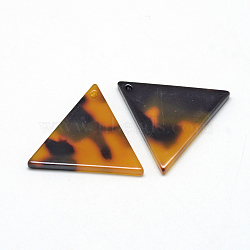 Cellulose Acetate(Resin) Pendants, Tortoiseshell Pattern, Triangle, Goldenrod, 15x16x2.5mm, Hole: 1.5mm(X-KY-S123A-A301)