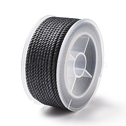 Round Nylon Cords, Milan Cords/Twisted Cords, Dark Gray, 2.5mm, about 10.93 yards(10m)/roll(OCOR-E022-B-22)