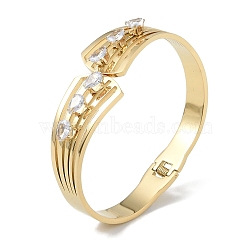 304 Stainless Steel Crystal Rhinestone Hollow Hinged Bangles for Women, Real 18K Gold Plated, Inner Diameter: 1-7/8x2-3/8 inch(49x61.5cm), 25mm(BJEW-U002-08G)