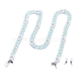 (Holiday Stock-Up Sale)Eyeglasses Chains, Face Mask Chains, Neck Strap for Eyeglasses, with Acrylic Curb Chain, 304 Stainless Steel Lobster Claw Clasps and Rubber Loop Ends, Pale Turquoise, 27.36 inch(69.5cm)(AJEW-EH00062)