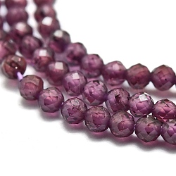 Natural Garnet Beads Strands, Round, Faceted, 2mm, Hole: 0.4mm, about 192pcs/Strand, 15.16 inch(38.5cm)(X-G-O186-D01)