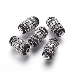 Handmade Indonesia Beads, with Iron Chains, Rhinestone and Brass Findings, Column, Platinum, 25x13mm, Hole: 3.2mm(IPDL-F027-02)