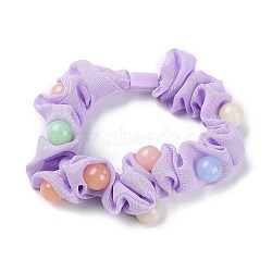 Cloth Elastic Hair Ties, with Platic Bead, Hair Accessories for Girls or Women, Plum, 17mm, Inner Diameter: 50mm(OHAR-H002-02A)