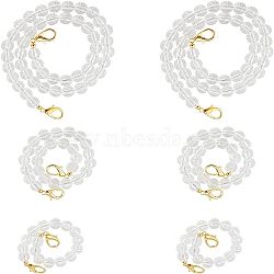 SUPERFINDINGS Transparent Acrylic Beads Chains Bag Handles, with Golden Zinc Alloy Lobster Claw Clasps, for Bag Straps Replacement Accessories, White, 20.2cm, 6pcs/set(AJEW-FH0001-24)