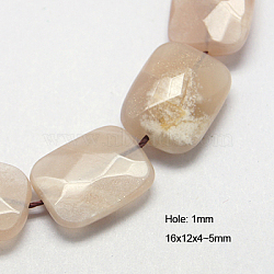 Natural Sunstone Beads Strands, Grade AB, Faceted, Rectangle, 16x12x4~5mm, Hole: 1mm, about 25pcs/strand, 15.75 inch(G-G234-16x12mm-06)
