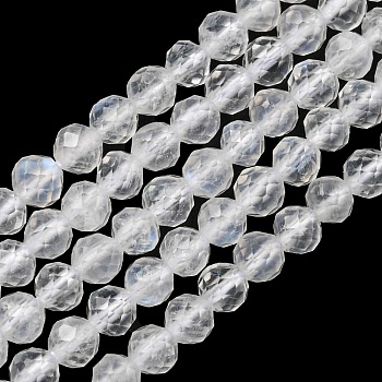 Natural Rainbow Moonstone Beads Strands, Grade AAA, Faceted Round, 3mm, Hole: 0.6mm, about 140pcs/strand, 15.35~15.47 inch(39~39.3cm)