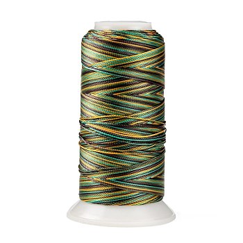 Segment Dyed Round Polyester Sewing Thread, for Hand & Machine Sewing, Tassel Embroidery, Dark Olive Green, 12-Ply, 0.8mm, about 300m/roll