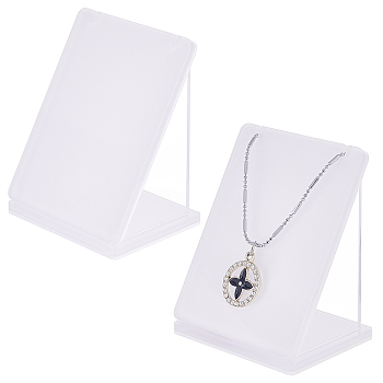 2Pcs Organic Glass Necklaces Displays, White, 86x64x50mm