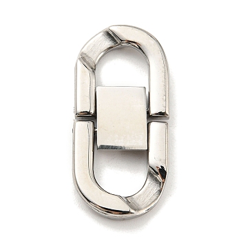 304 Stainless Steel Fold Over Clasps, Stainless Steel Color, 32x15x3mm, Hole: 7x8mm