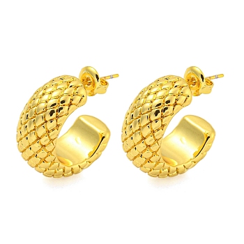 304 Stainless Steel Earrings, Half Round, Real 18K Gold Plated, 21.5x9.5mm