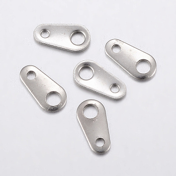 304 Stainless Steel Chain Tabs, Chain Extender Connectors, Stainless Steel Color, 8x4x0.8mm, Hole: 1~2mm