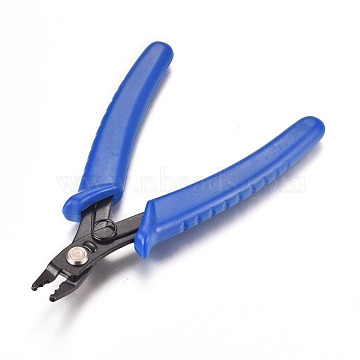 45# Carbon Steel Crimper Pliers for Crimp Beads, Jewelry Crimping Pliers, with Plastic Handles, Blue, 129.5x80.5x8.5mm(PT-G002-04A)
