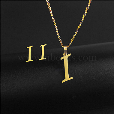 Letter I Stainless Steel Stud Earrings & Necklaces