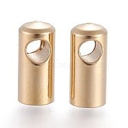 201 Stainless Steel Cord Ends, Golden, 8.5x4mm, Hole: 1.6mm, Inner Diameter: 3.2mm(STAS-H436-14I)