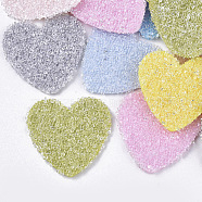 Non Woven Fabric Costume Accessories, with Plastic and Resin Rhinestones, Hair Findings Accessories, Heart, Imitation Candy Food Style, Mixed Color, 50.5x51.5~52.5x3.5mm(FIND-T063-013)