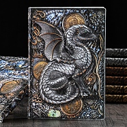 3D Embossed PU Leather Notebook, A5 Dragon Pattern Journal, for School Office Supplies, Multi-color, 215x145mm(OFST-PW0009-004B)