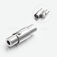 304 Stainless Steel Locking Tube Magnetic Clasps, Column, Stainless Steel Color, 16.5x5.5mm, Hole: 2mm(STAS-L131-07)
