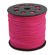 Glitter Powder Faux Suede Cord, Faux Suede Lace, Deep Pink, 3mm, 100yards/roll(300 feet/roll)(LW-D001-1005)