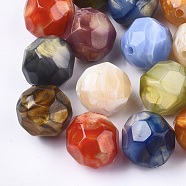 Acrylic Beads, Imitation Gemstone, Faceted, Round, Mixed Color, 22x22.5~23mm, Hole: 3mm(SACR-S302-08)