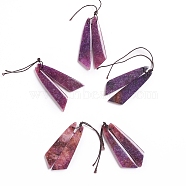 Natural Lepidolite/Purple Mica Stone Pendants, for Jewelry Making, Wing, 43~44.5x10~11x3.5~5mm, Hole: 1.2mm(G-G827-04O)