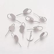Brass Earring Hooks, Ear Wire, Platinum, Tray: 10mm, 24x10x0.5mm, 21 Gauge, Pin: 0.7mm(KK-A093-P)