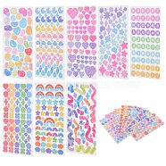8 Sheets 8 Styles Waterproof Laser Plastic Self Adhesive Sticker, Mixed Color, 1sheet/style(DIY-SZ0002-60)