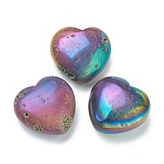 Natural Multi-color Plated  Gemstone Heart Love Stone, Pocket Palm Stone for Reiki Balancing, 39~40x40x19~21mm(G-J391-02B)