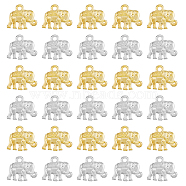120Pcs 2 Colors Metal Alloy Charms, Elephant, Platinum & Golden, 12x14x2.5mm, Hole: 1mm, 60pcs/color(FIND-DC0004-55)