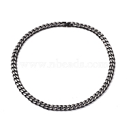 Ion Plating(IP) 304 Stainless Steel Curb Chains Necklace for Men Women, Gunmetal, 22.32 inch(56.7cm)(NJEW-B083-03B)