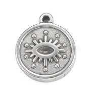 304 Stainless Steel Pendant Rhinestone Settings, Flat Round Links with Eye, Stainless Steel Color, Fit for 3x1.3mm Rhinestone, 15.5x13x3mm, Hole: 1.4mm (STAS-F287-49P)