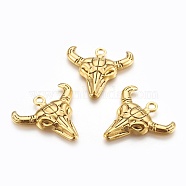 Tibetan Style Alloy Steer Pendants, Longhorn, Lead Free and Cadmium Free, Antique Golden(X-GLF1303Y)