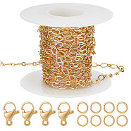 DIY Chain Bracelet Necklace Making Kit, Including Brass Figaro Chains Oval Link Chains & Jump Rings, 304 Stainless Steel Clasps, Real 18K Gold Plated, Chain: 5M/set(DIY-BBC0001-24)