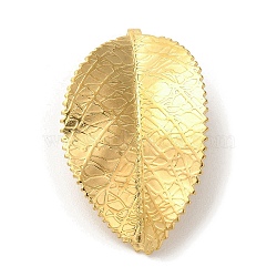 304 Stainless Steel Pendants, Leaf Charm, Golden, 42x25x5mm, Hole: 2.5mm(STAS-B046-04)