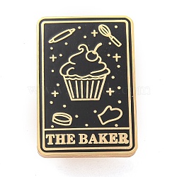 Cake Alloy Enamel Pin Brooch, for Backpack Clothes, Rectangle, Black, 30x20mm(JEWB-S013-05)