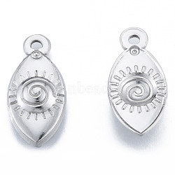 201 Stainless Steel Pendants, Horse Eye, Stainless Steel Color, 21x10x2.5mm, Hole: 1.6mm(STAS-N098-185P)