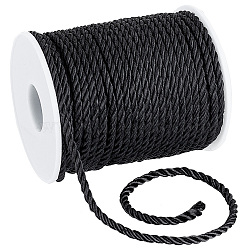 3-Ply Polyester Twisted Cord Rope, Milan Cord, for for Home Décor Upholstery Curtain Tieback Graduation Honor Cord, Black, 3mm, 30m/roll(OCOR-WH0079-88A)