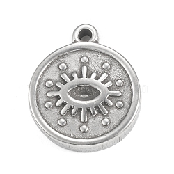 304 Stainless Steel Pendant Rhinestone Settings, Flat Round Links with Eye, Stainless Steel Color, Fit for 3x1.3mm Rhinestone, 15.5x13x3mm, Hole: 1.4mm (STAS-F287-49P)