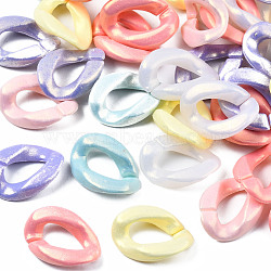 Spray Painted Acrylic Linking Rings, Rubberized Style, Quick Link Connectors, for Curb Chains Making, Twist, Mixed Color, 18x13.5x4mm, Inner Diameter: 10x5mm, about 1420pcs/500g(MACR-S280-06B-M)