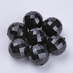 Transparent Acrylic Beads, Faceted, Round, Black, 8x8mm, Hole: 1.5mm, about 1770pcs/500g(TACR-Q254-8mm-V72)