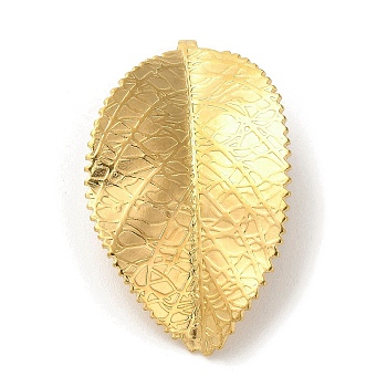 304 Stainless Steel Pendants, Leaf Charm, Golden, 42x25x5mm, Hole: 2.5mm