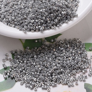 MIYUKI Delica Beads Small, Cylinder, Japanese Seed Beads, 15/0, (DBS0251) Opaque Smoke Gray Luster, 1.1x1.3mm, Hole: 0.7mm, about 175000pcs/bag, 50g/bag